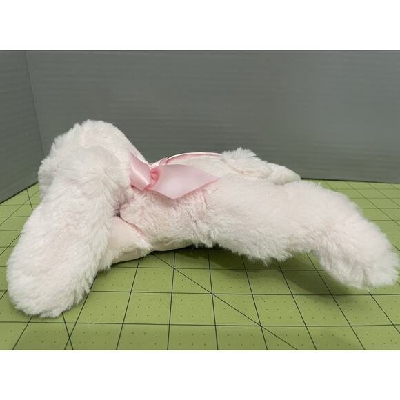 Bearington Baby Collection Bunny Tail Rabbit Plush Toy Rattle Laying Lovey Satin - Picture 3 of 11